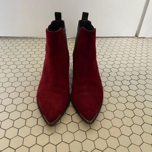 Acne Studios Burgundy Suede Jensen Boots